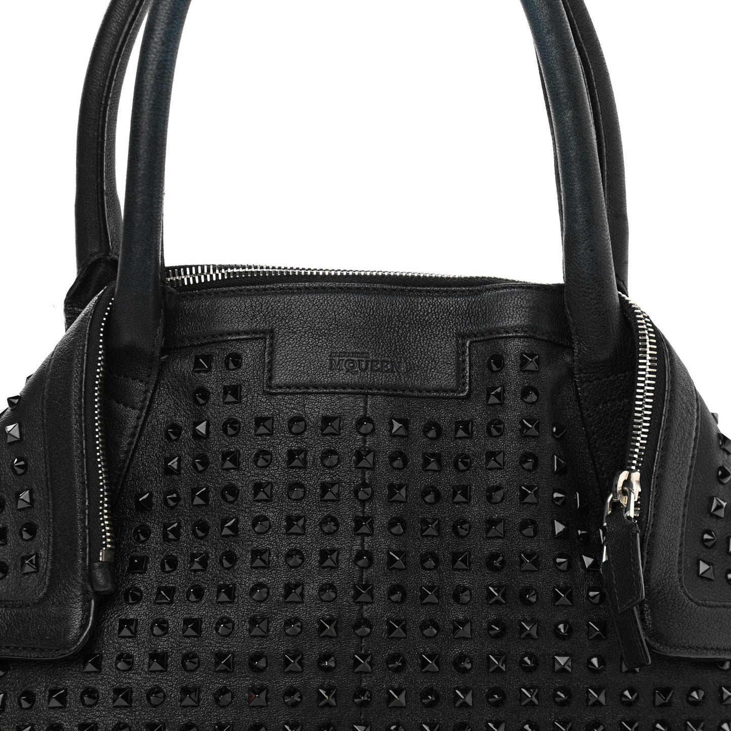 Lambskin Studded Large De Manta Tote Black