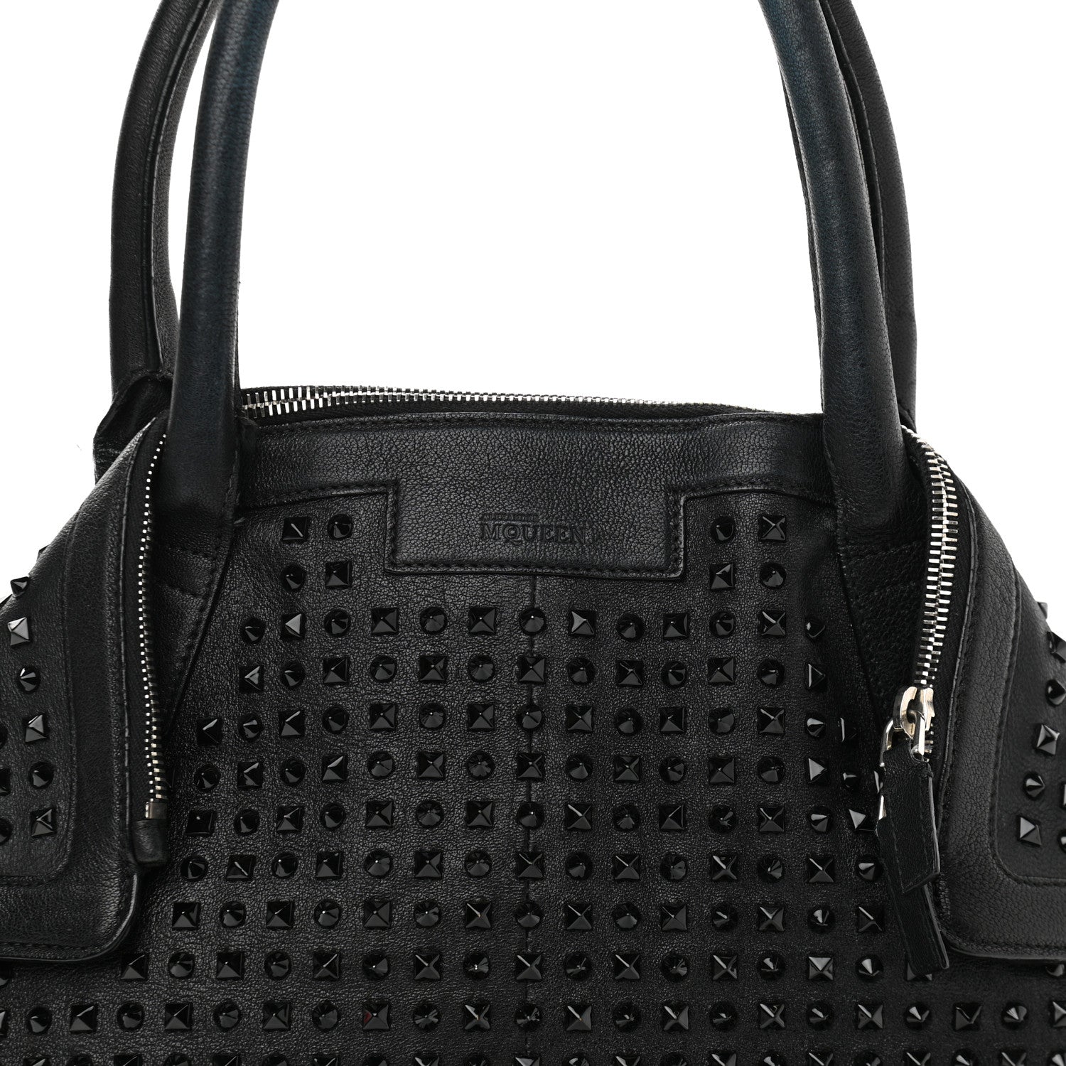 Alexander McQueen Lambskin Studded Large De Manta Tote Black 7 of 13