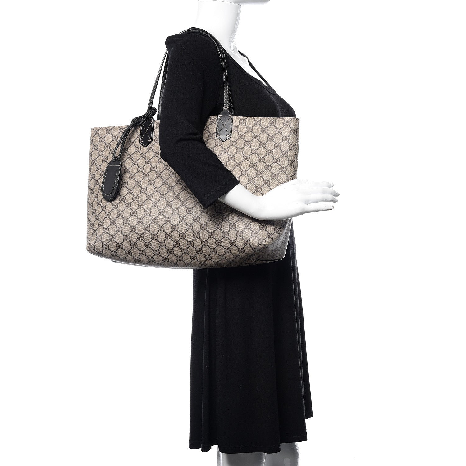 Gucci Calfskin GG Supreme Monogram Medium Reversible Tote Black 2 of 16