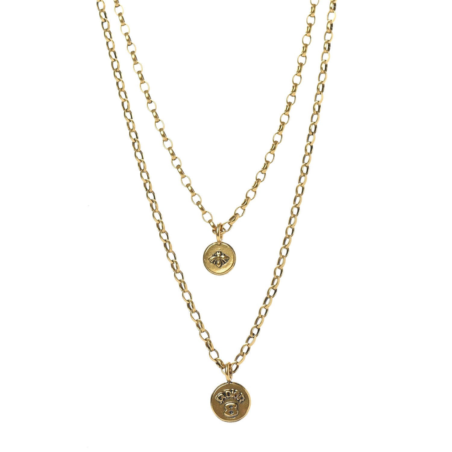 Christian Dior Metal Bee J'Adior Layered Necklace Aged Gold 1 of 6
