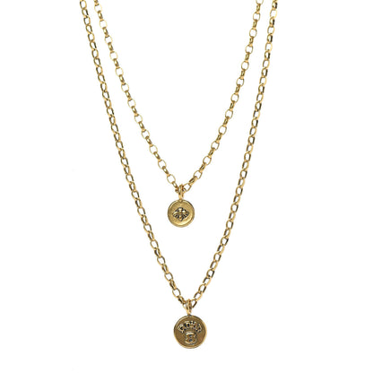 Christian Dior Metal Bee J'Adior Layered Necklace Aged Gold 1 of 6