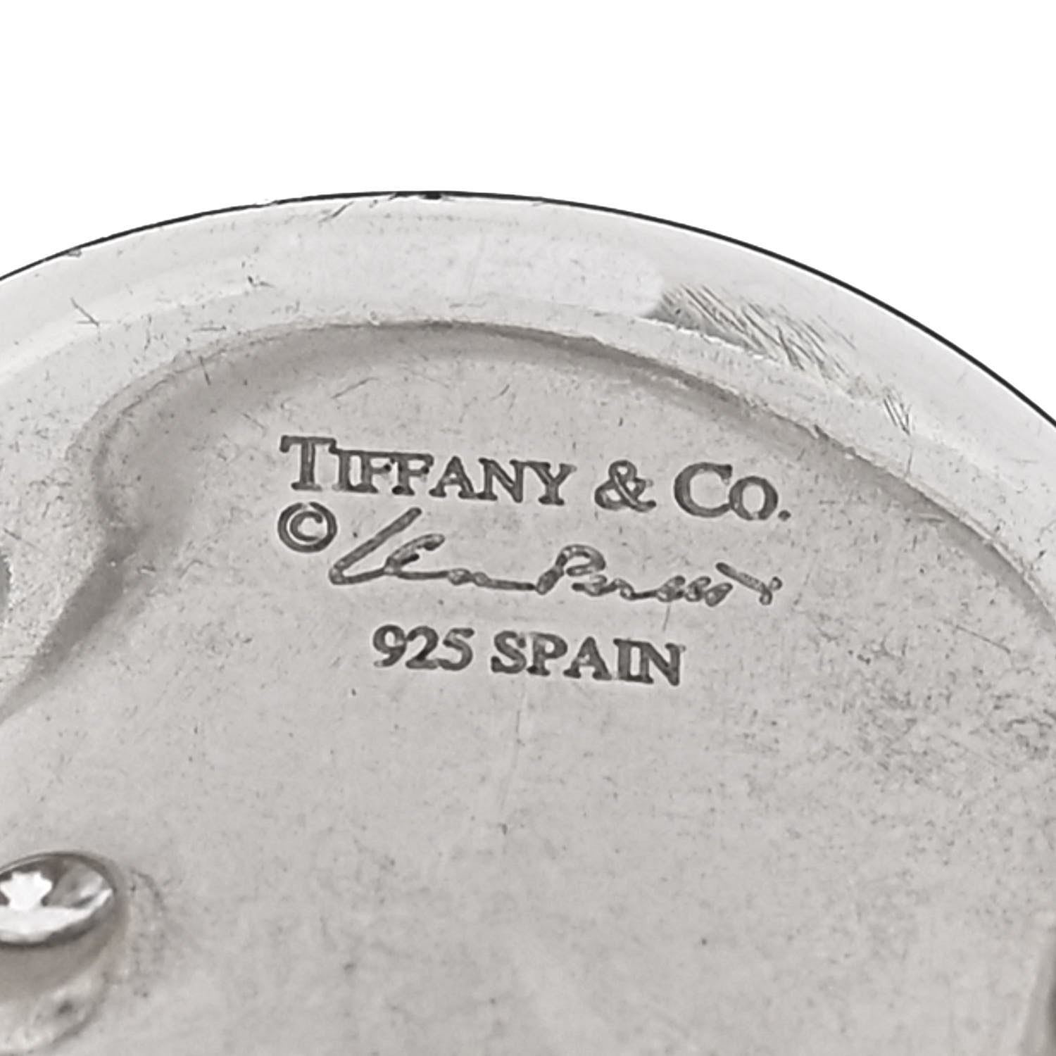 Tiffany Sterling Silver Diamond Elsa Peretti Round Ring 53 6.5 4 of 4