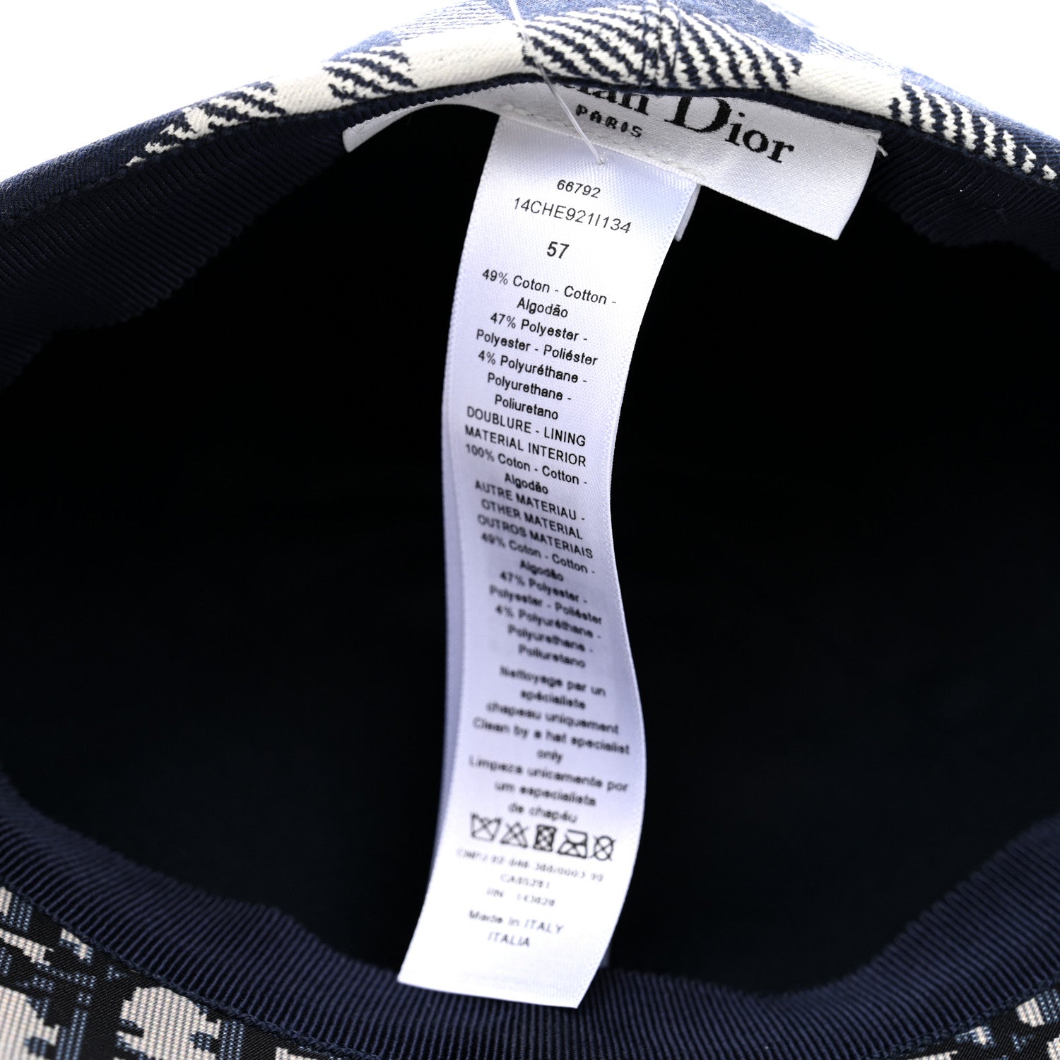 Christian Dior Polyester Cotton Check'N'Dior Oblique School Cap 57 Navy Blue 9 of 9