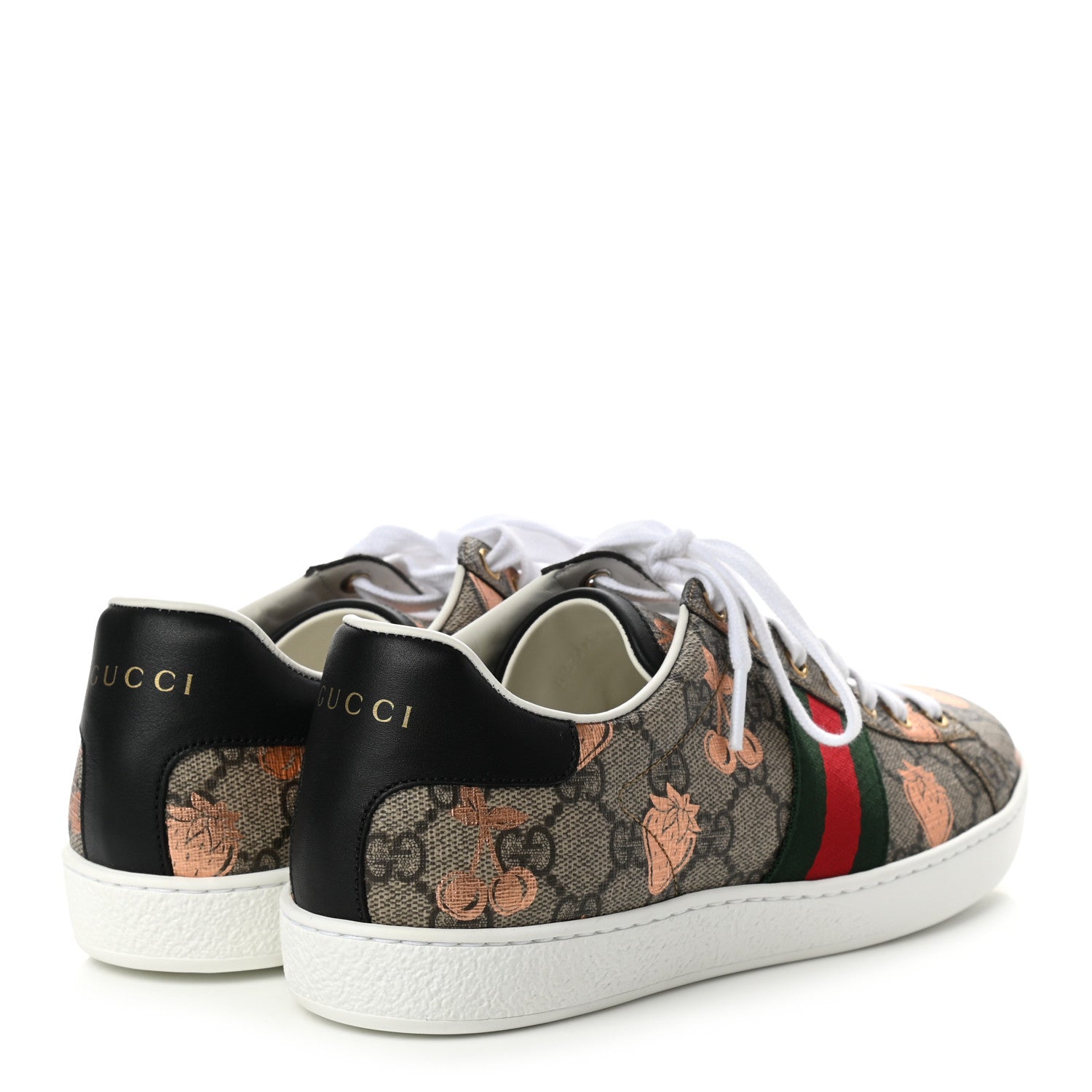 Gucci GG Supreme Monogram Berry Web Womens Ace Sneakers 40 Beige Light Copper Black 4 of 8