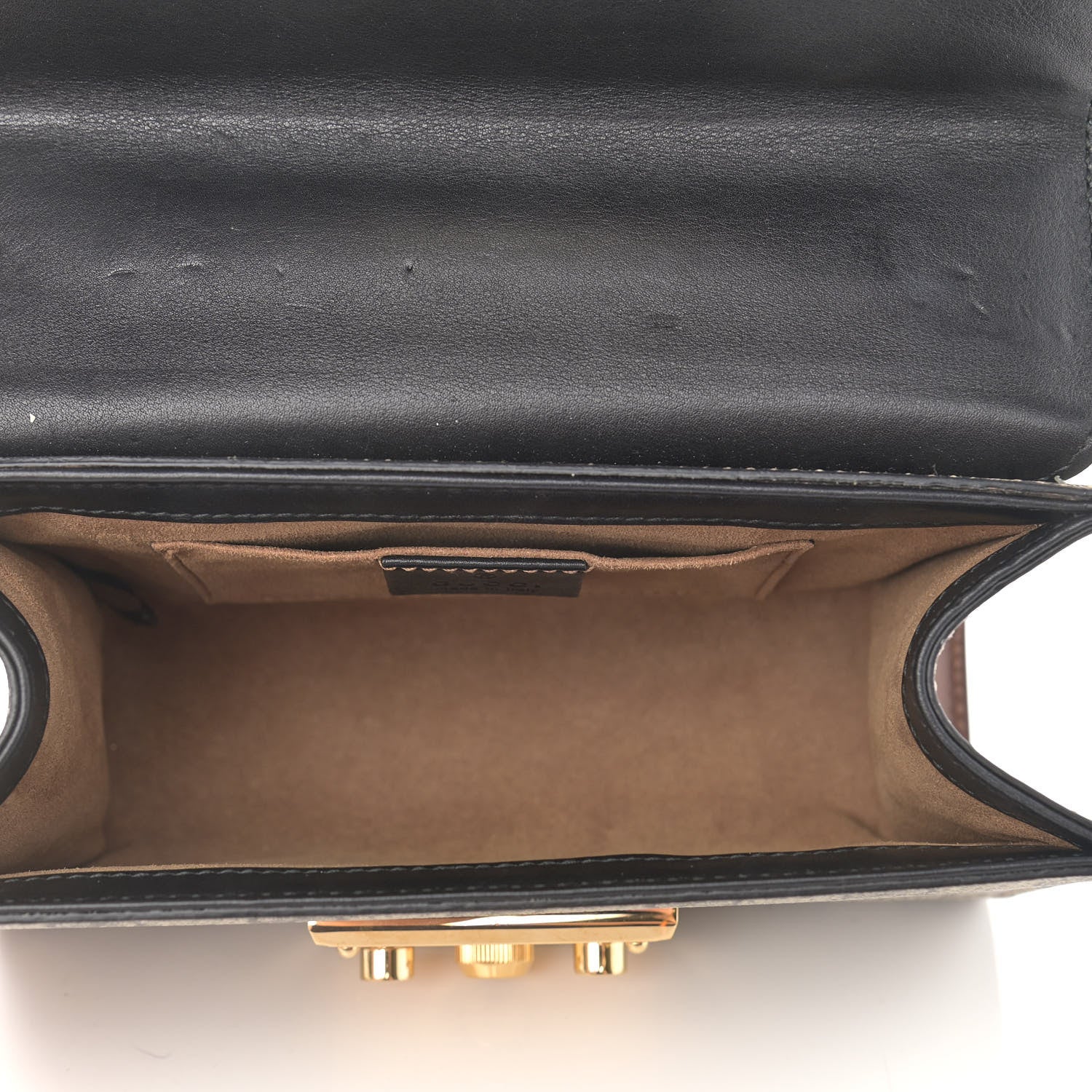 Gucci GG Supreme Monogram Calfskin Small Padlock Shoulder Bag Beige Black Cuir 4 of 14