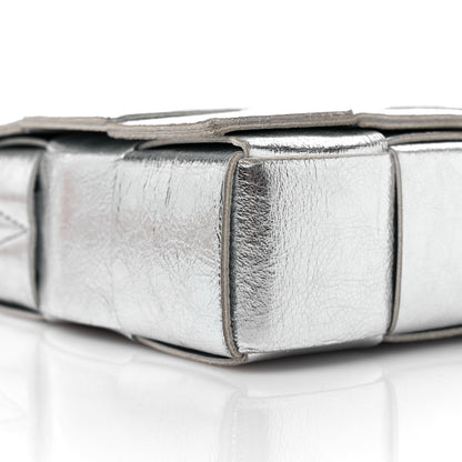 Bottega Veneta Metallic Lambskin Maxi Intrecciato Cassette Crossbody Bag Silver 7 of 9
