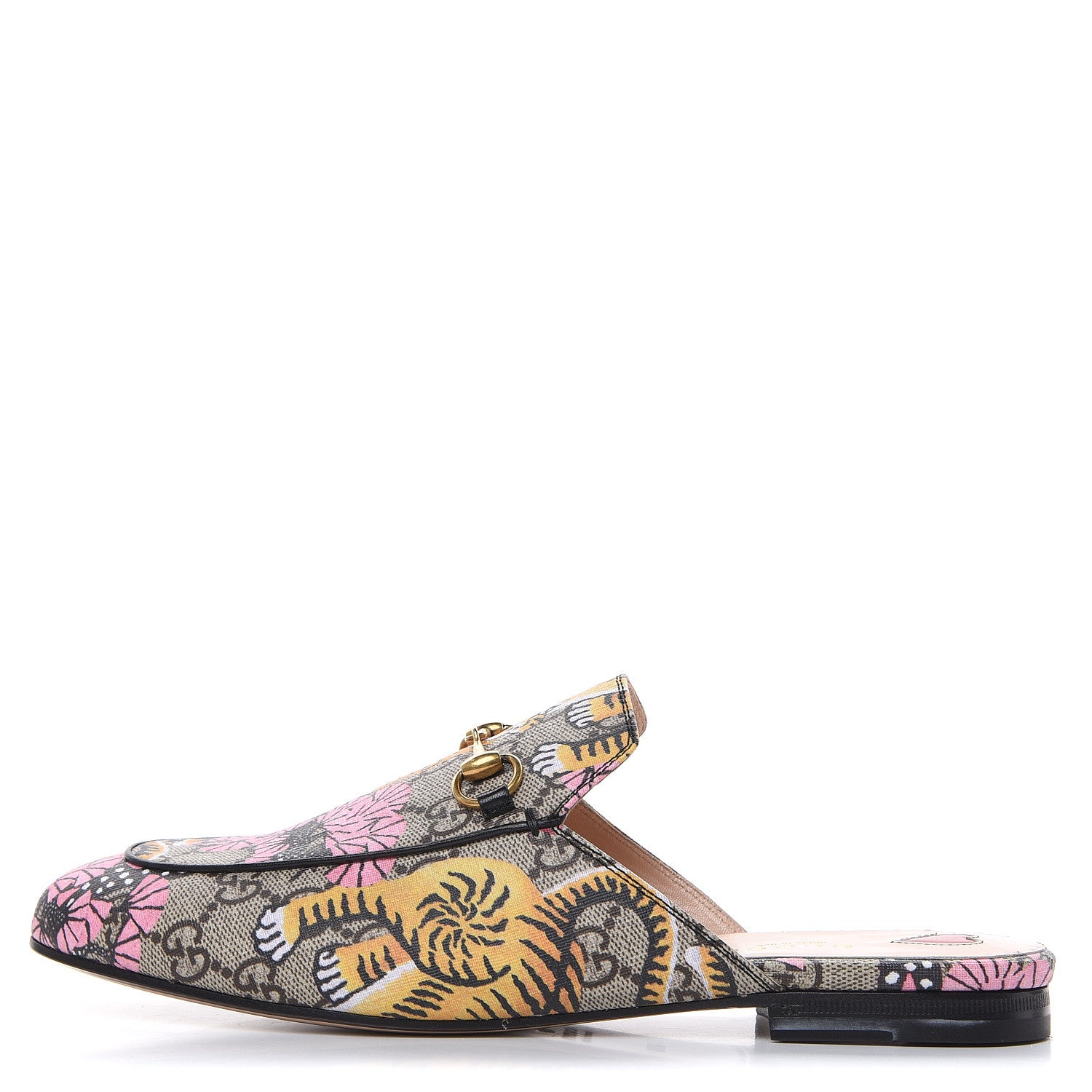 Gucci GG Supreme Monogram Bengal Womens Princetown Slippers 38.5 Beige Crop Pink 1 of 10
