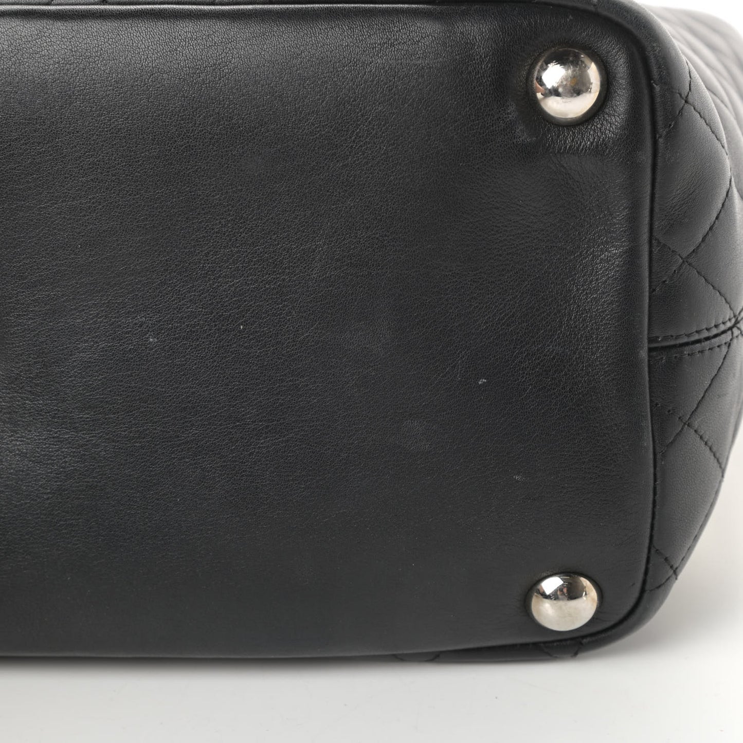 Calfskin Quilted Large Cambon Tote Black White