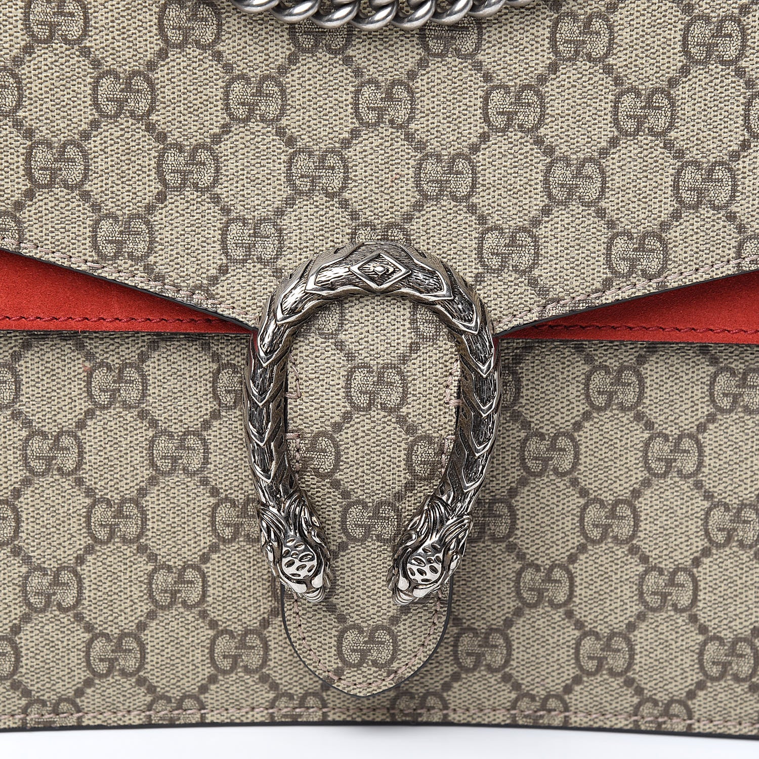 Gucci GG Supreme Monogram Suede Cudu Medium Dionysus Shoulder Bag Beige Ebony Vulcanic Red 13 of 13