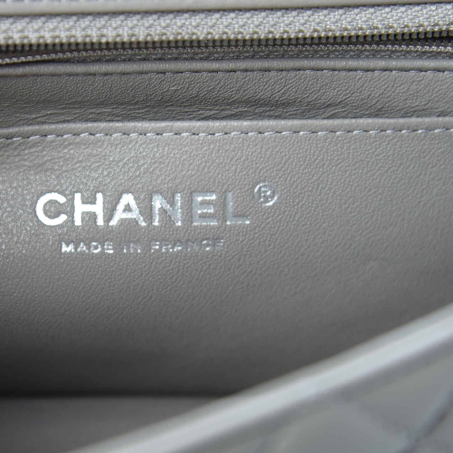 Lambskin Quilted Mini Rectangular Flap Grey