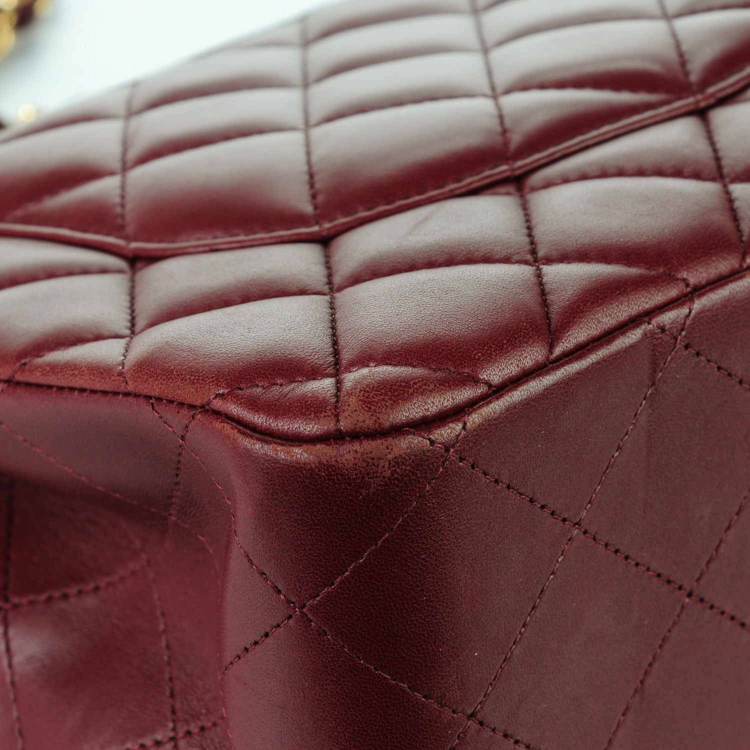 Chanel Lambskin Quilted Jumbo Double Flap Dark Red 13 of 13