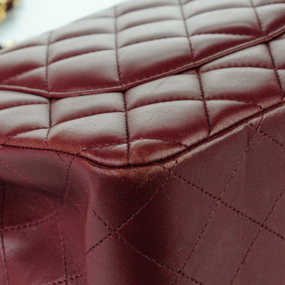 Chanel Lambskin Quilted Jumbo Double Flap Dark Red 13 of 13