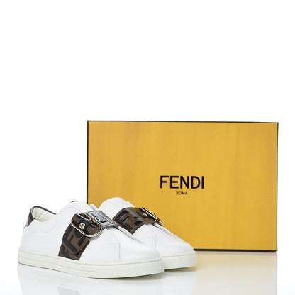 Fendi Vitello FF Embossed Womens Slip On Sneakers 36.5 Ultra White Maya Black 9 of 9