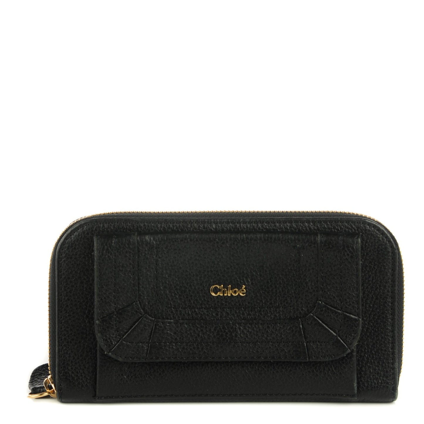 Grained Calfskin Paraty Zip Around Wallet Black