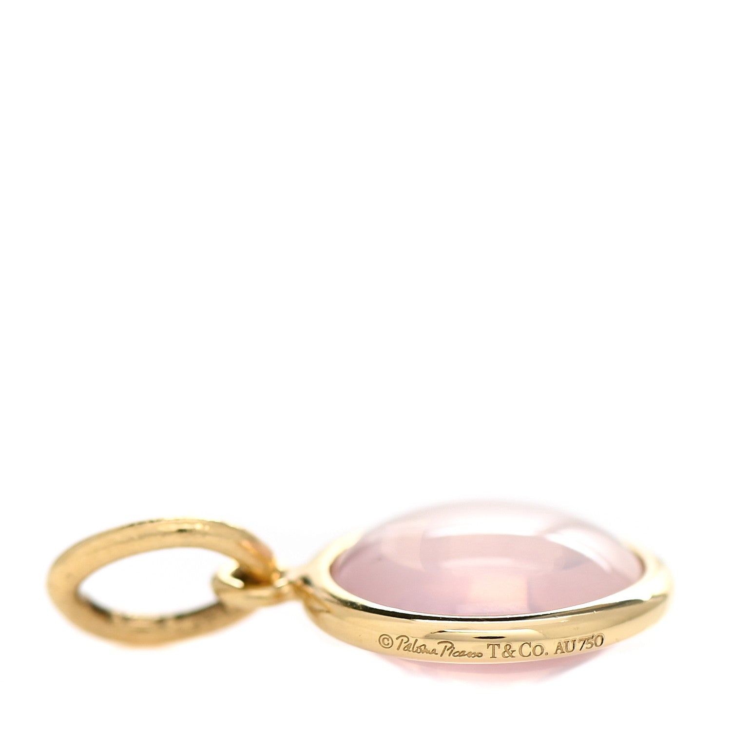 Tiffany 18K Yellow Gold Rose Quartz Paloma Picasso Dot Charm 3 of 3