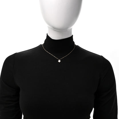 Van Cleef & Arpels 18K Yellow Gold Mother of Pearl Sweet Alhambra Pendant Necklace 3 of 5