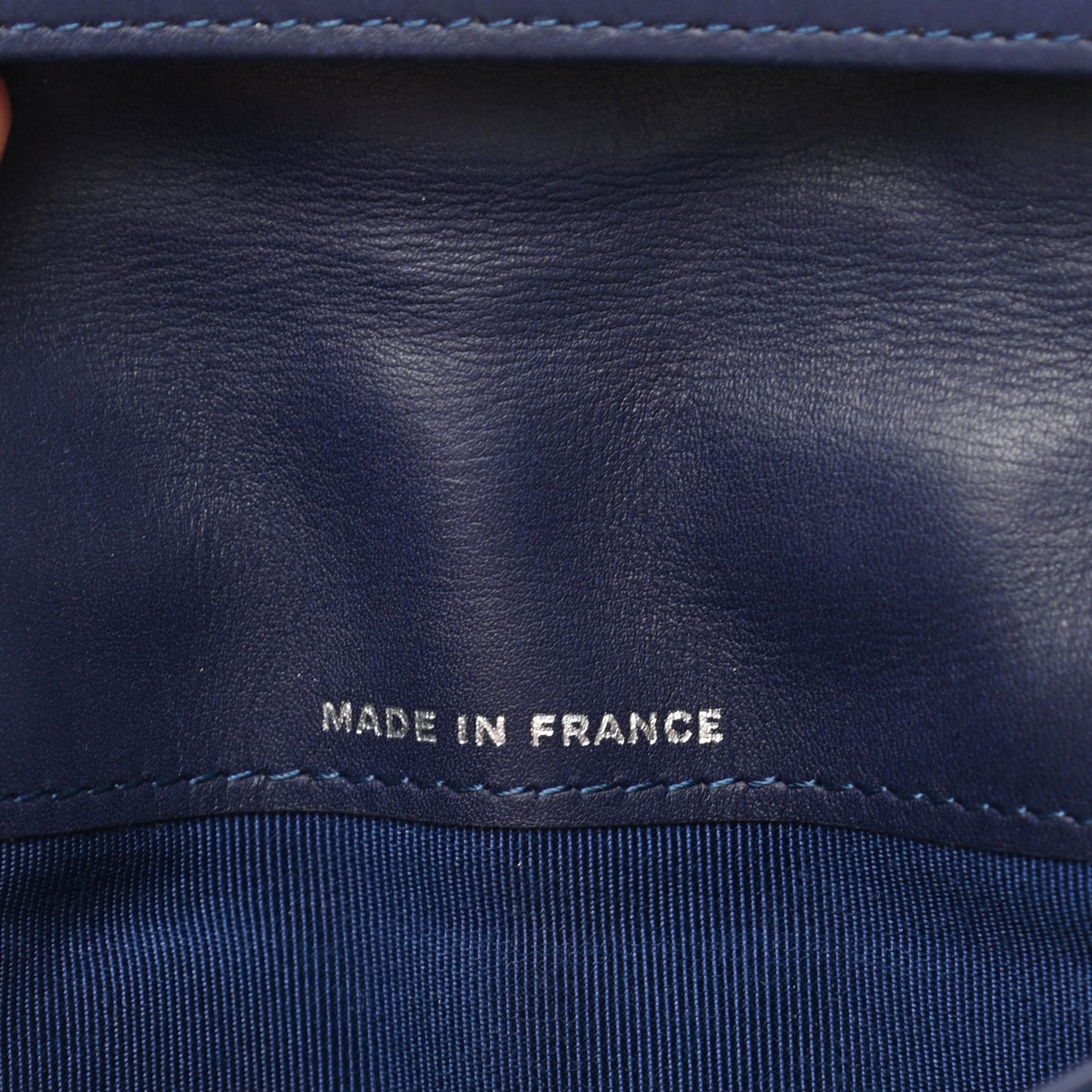 Calfskin Double Stitch Hampton Yen Wallet Blue