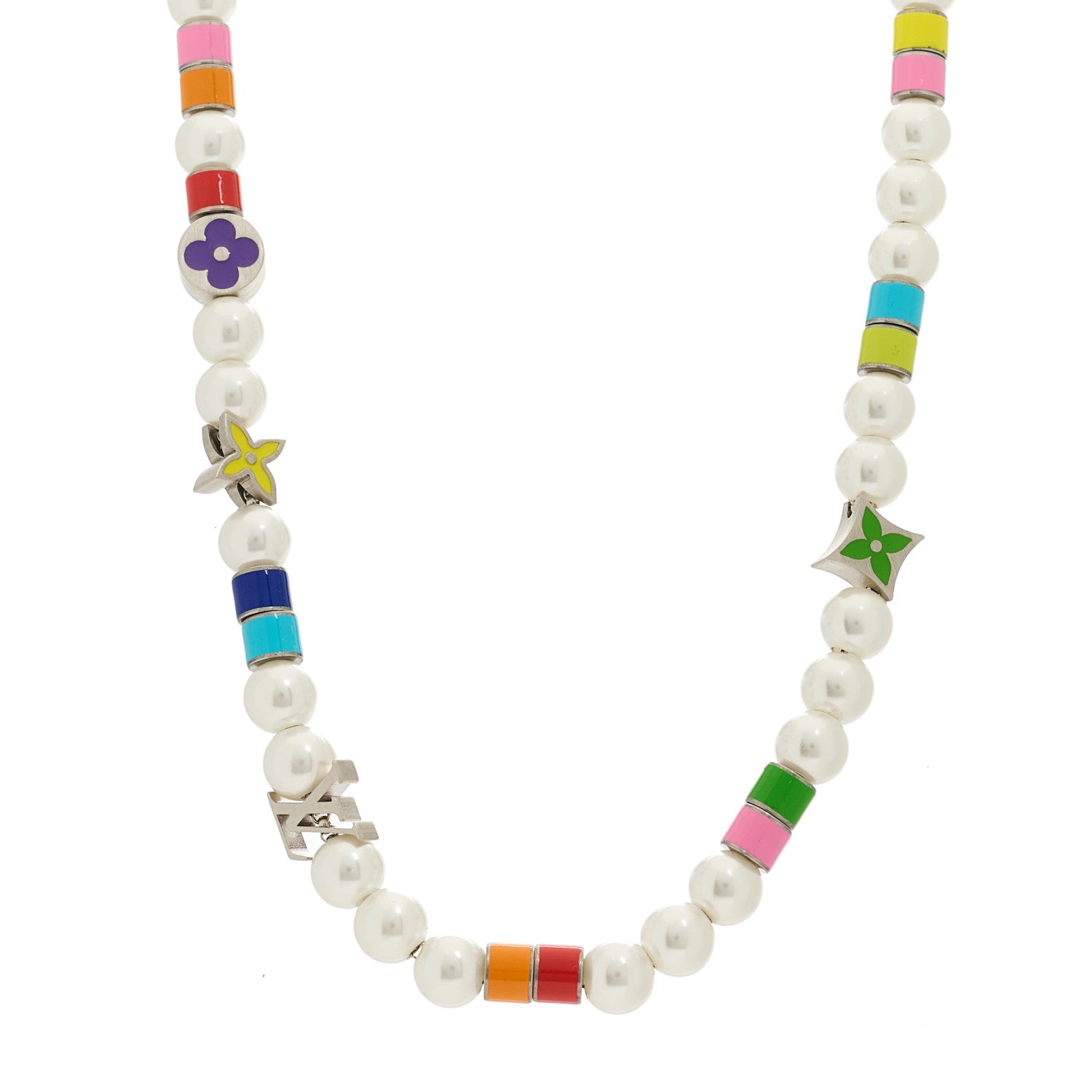 Louis Vuitton Metal Pearl Monogram Party Necklace 1 of 4