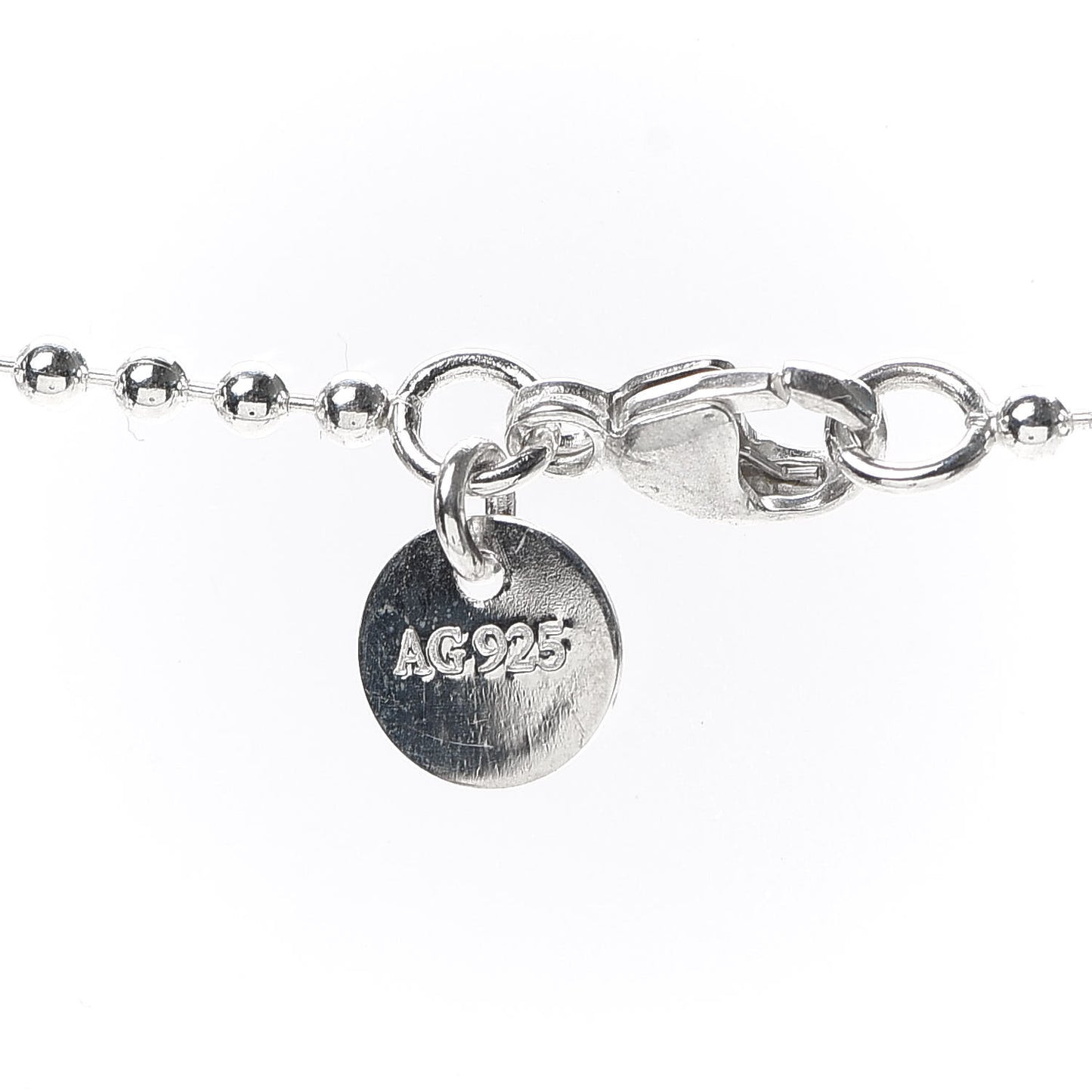 Sterling Silver Round Tag Bead Necklace