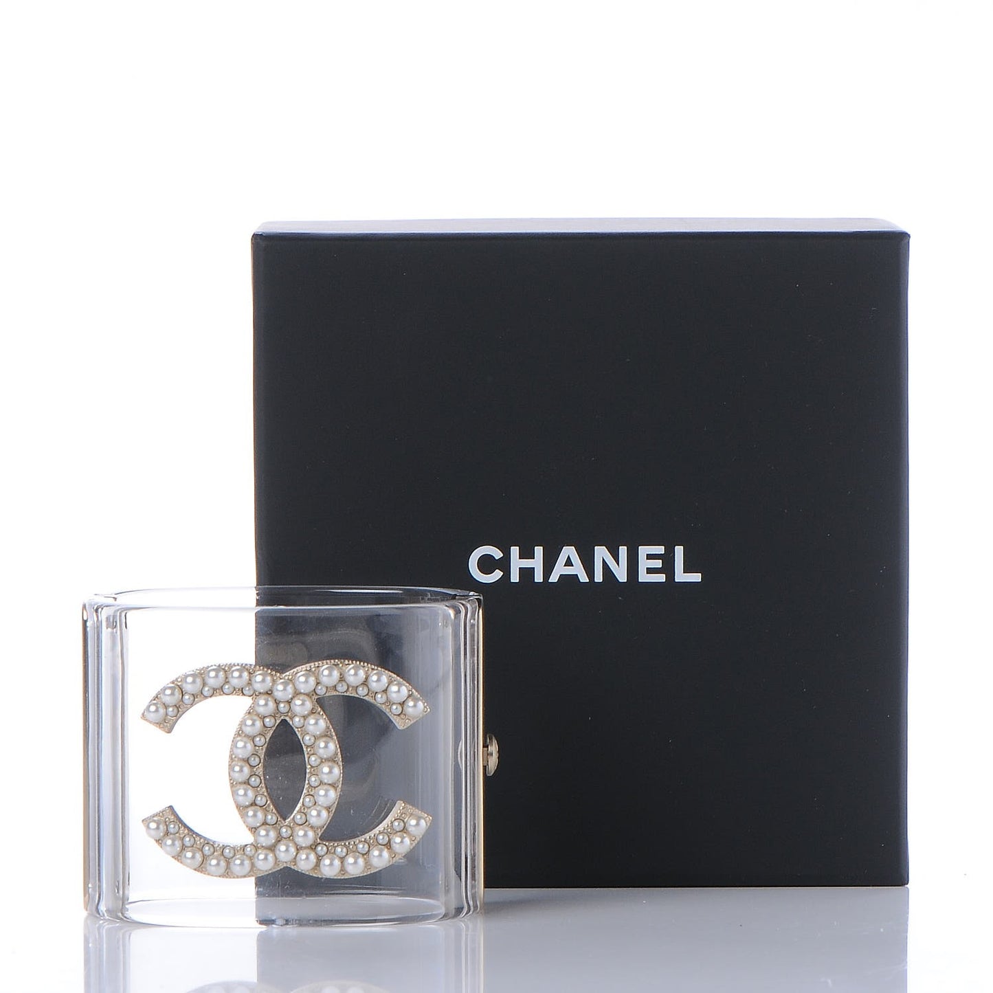 Lucite Pearl CC Cuff Light Gold