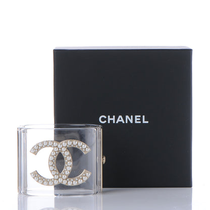 Chanel Lucite Pearl CC Cuff Light Gold 6 of 6