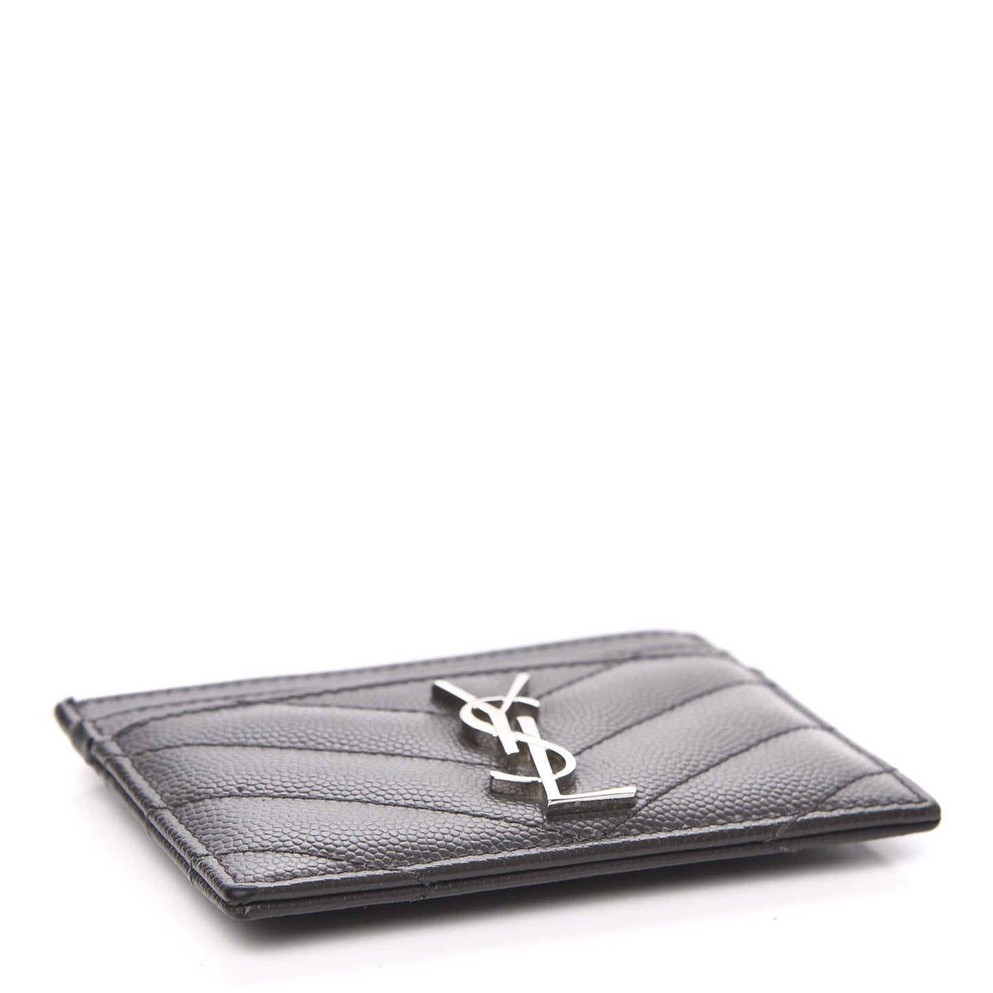 Grain De Poudre Matelasse Chevron Monogram Credit Card Case Coal