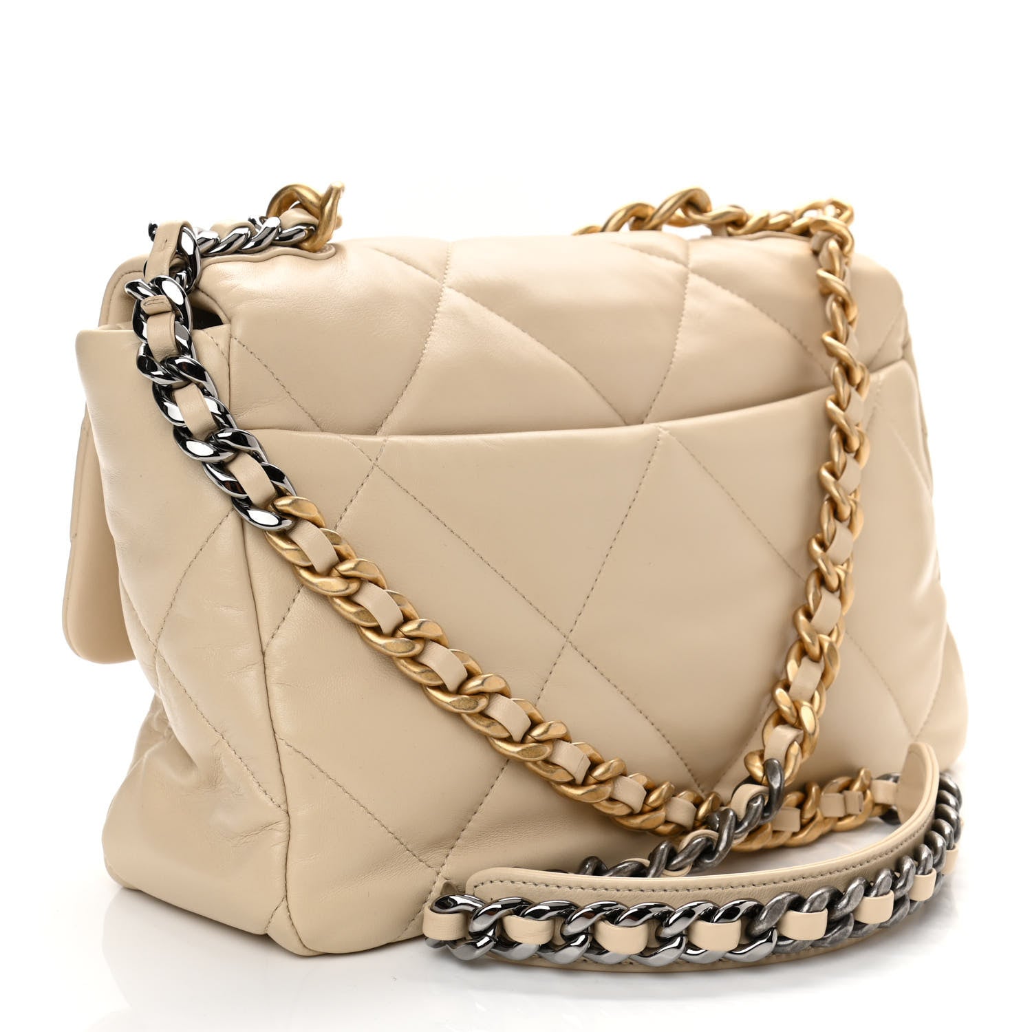 Chanel Lambskin Quilted Large Chanel 19 Flap Beige 2 of 13
