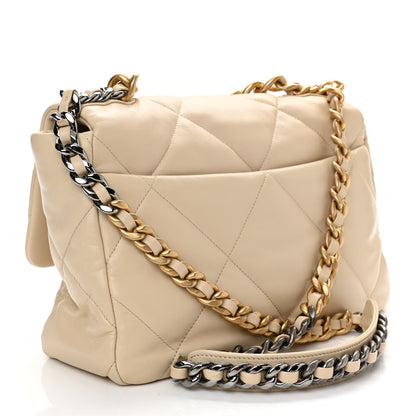 Chanel Lambskin Quilted Large Chanel 19 Flap Beige 2 of 13