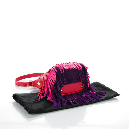 Saint Laurent Calfskin Tri-Color Small Emmanuelle Fringe Bucket Bag Red Bubblegum Purple 4 of 7