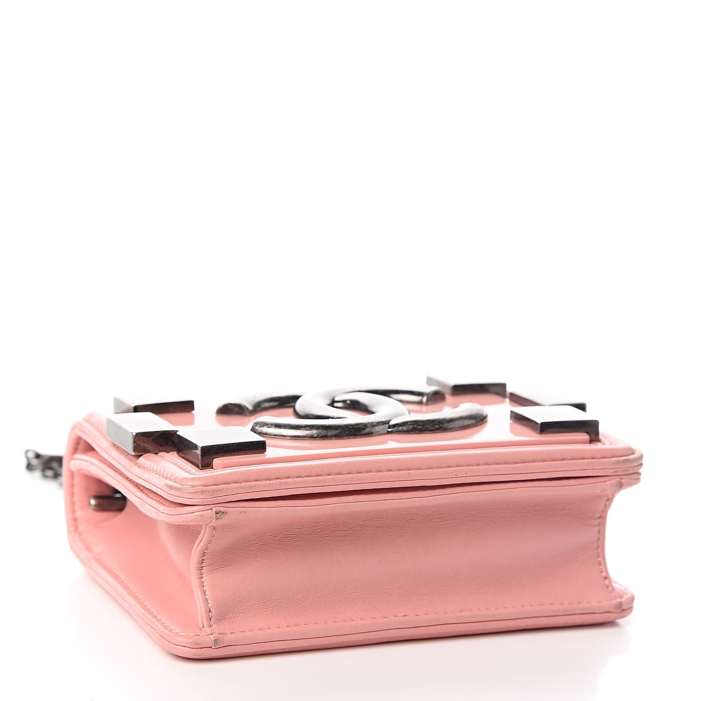Lambskin Plexiglass Boy Brick Flap Pink