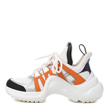 Louis Vuitton Calfskin Technical Nylon LV Archlight Sneakers 37 White Orange Blue 1 of 9