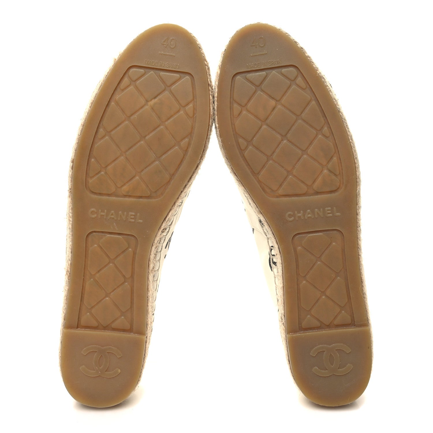 Chanel Lambskin Printed CC Espadrilles 40 White Black 5 of 9