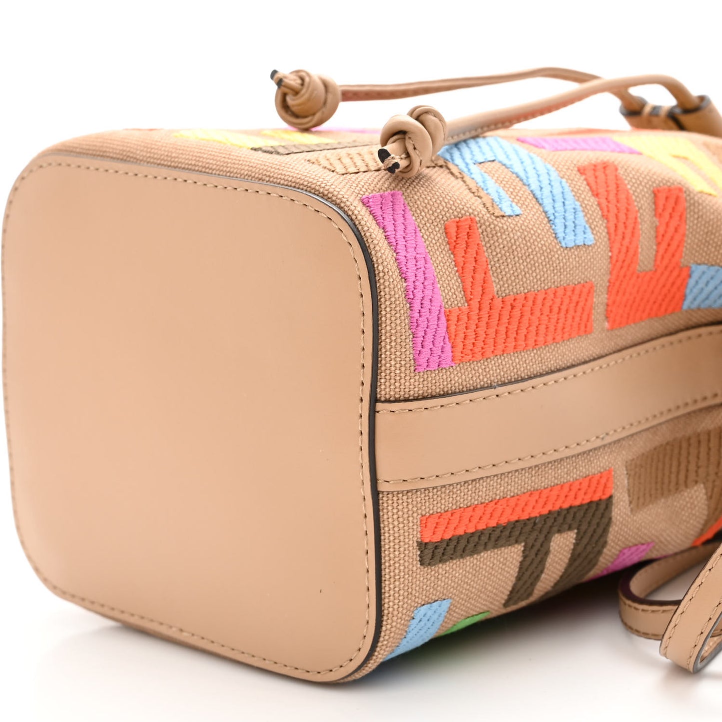 Canvas Vitello King F is Fendi FF Multicolor Embroidered Mini Mon Tresor Bucket Bag Multicolor Cuoio