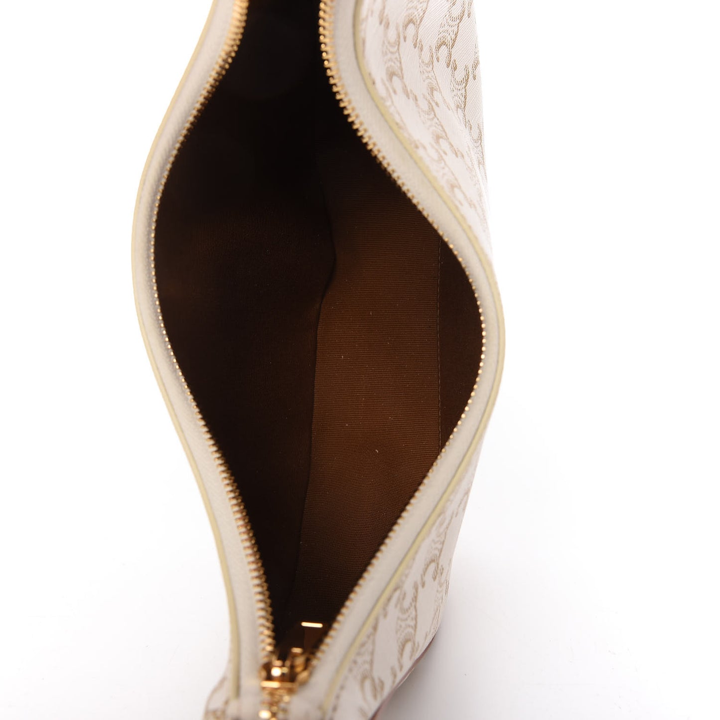 Canvas Calfskin Ava Triomphe Shoulder Bag White