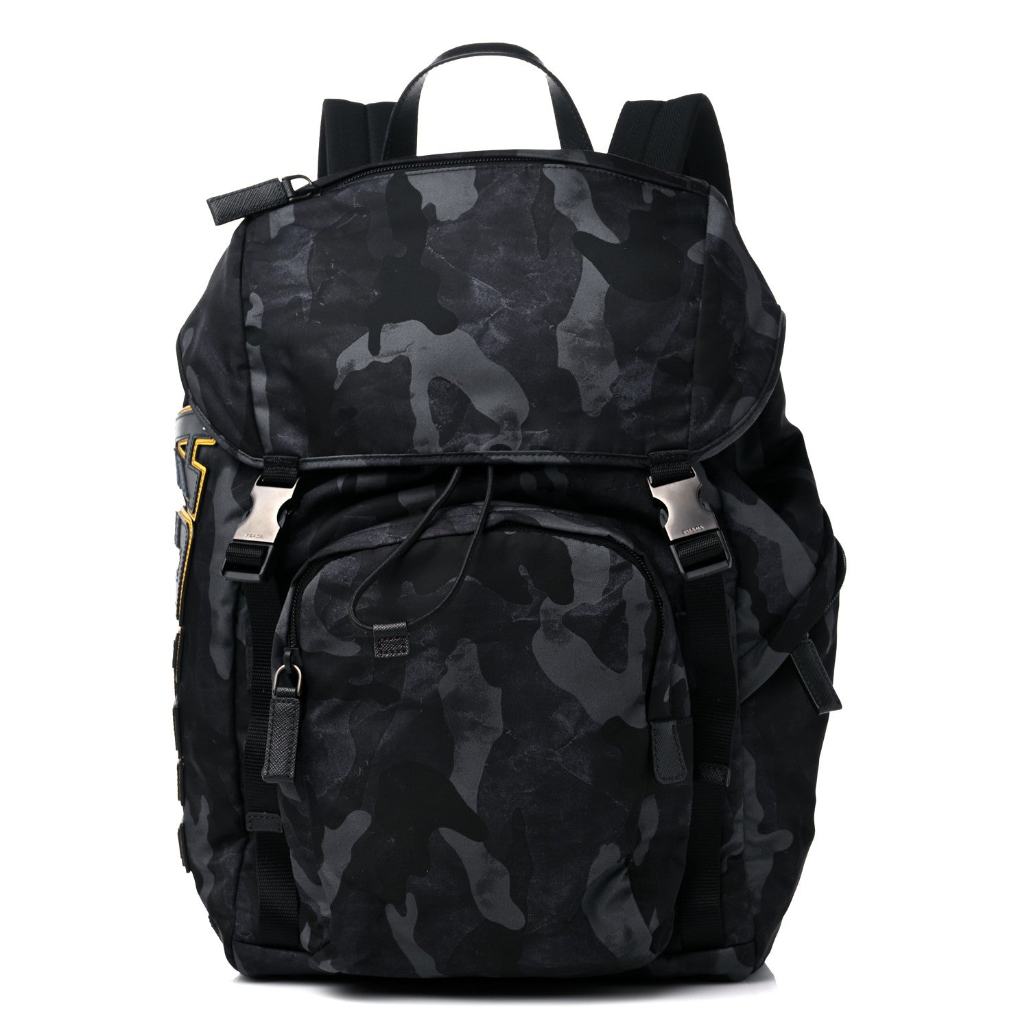 Prada Re-Nylon Saffiano Camouflage Print Logo Double Buckle Backpack Fumo 1 of 10