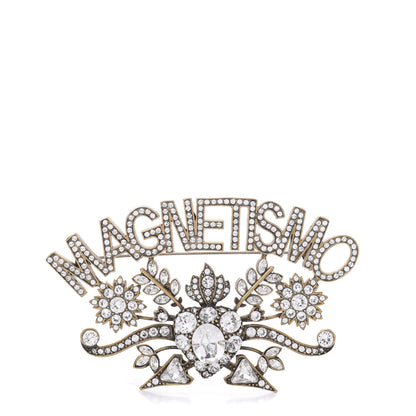 Gucci Metal Crystal Magnetismo Brooch Aged Gold 1 of 3