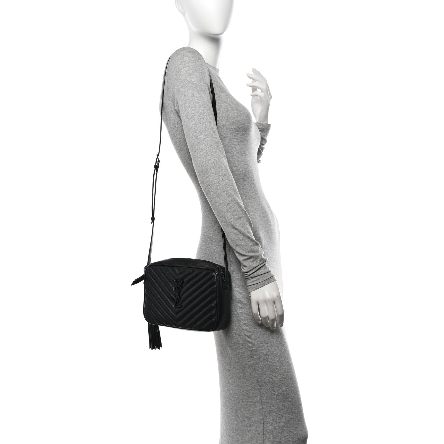 Saint Laurent Calfskin Matelasse Monogram Monochrome Lou Camera Bag Black 2 of 11