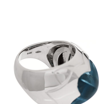 Bulgari 18K White Gold Blue Topaz Piramide Ring 54 6.75 6 of 6