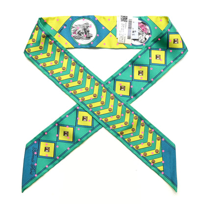 Hermes Silk Colliers Et Chiens Twilly Menthol Jaune Rose 1 of 4