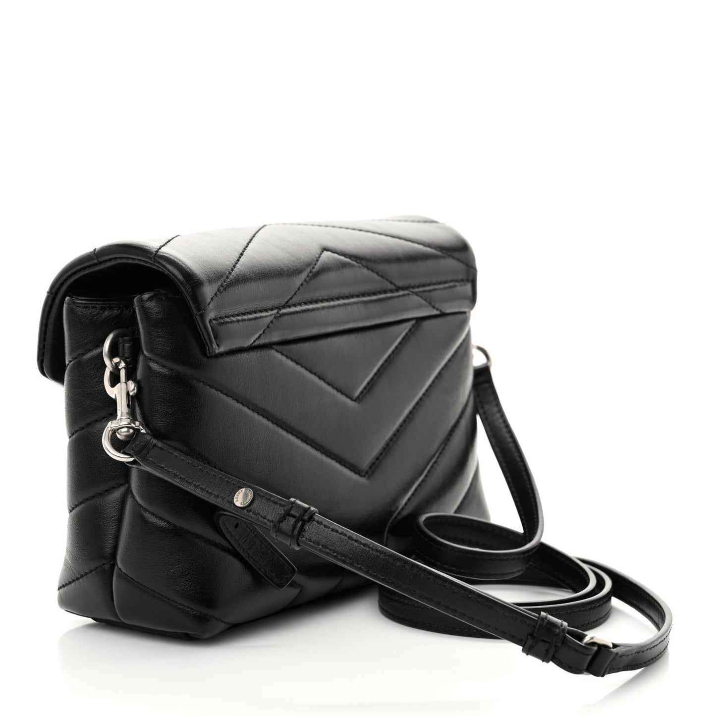 Calfskin Y Quilted Monogram Toy Loulou Crossbody Bag Black