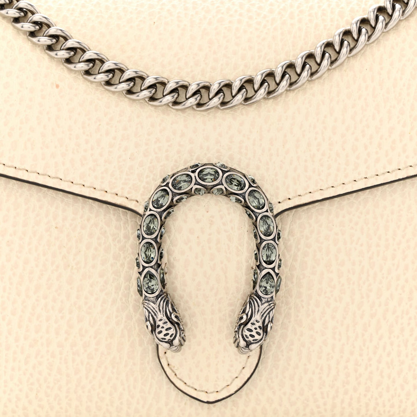 Dollar Calfskin Mini Dionysus Chain Wallet Mystic White