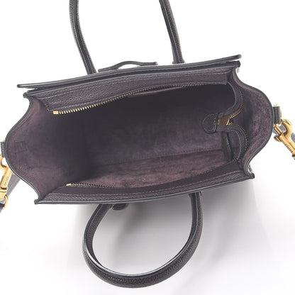 Celine Drummed Calfskin Nano Luggage Liquorice 6 of 9