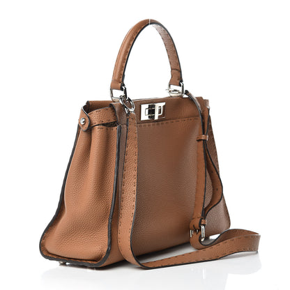 Fendi Cuoio Romano Selleria Bi-Color Medium Peekaboo Iconic Satchel Mou Deserto 5 of 17