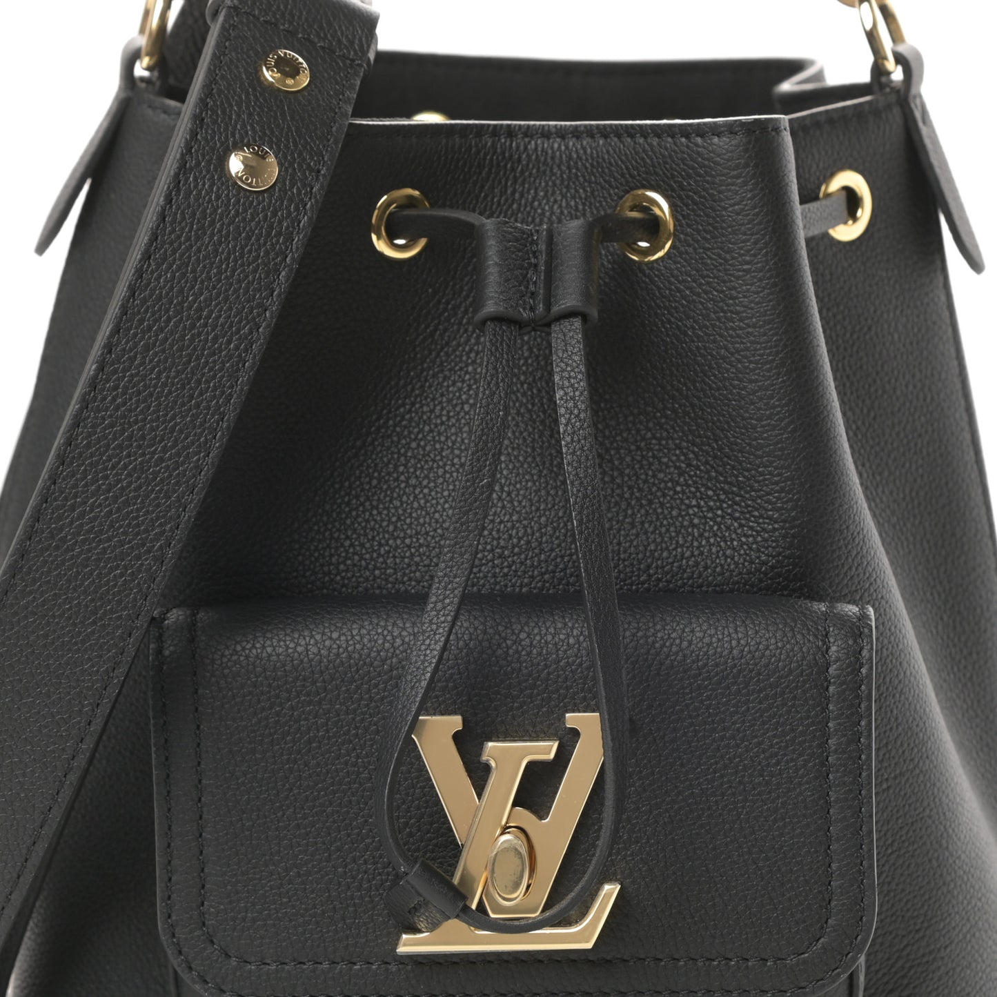 Calfskin Lockme Bucket MM Black