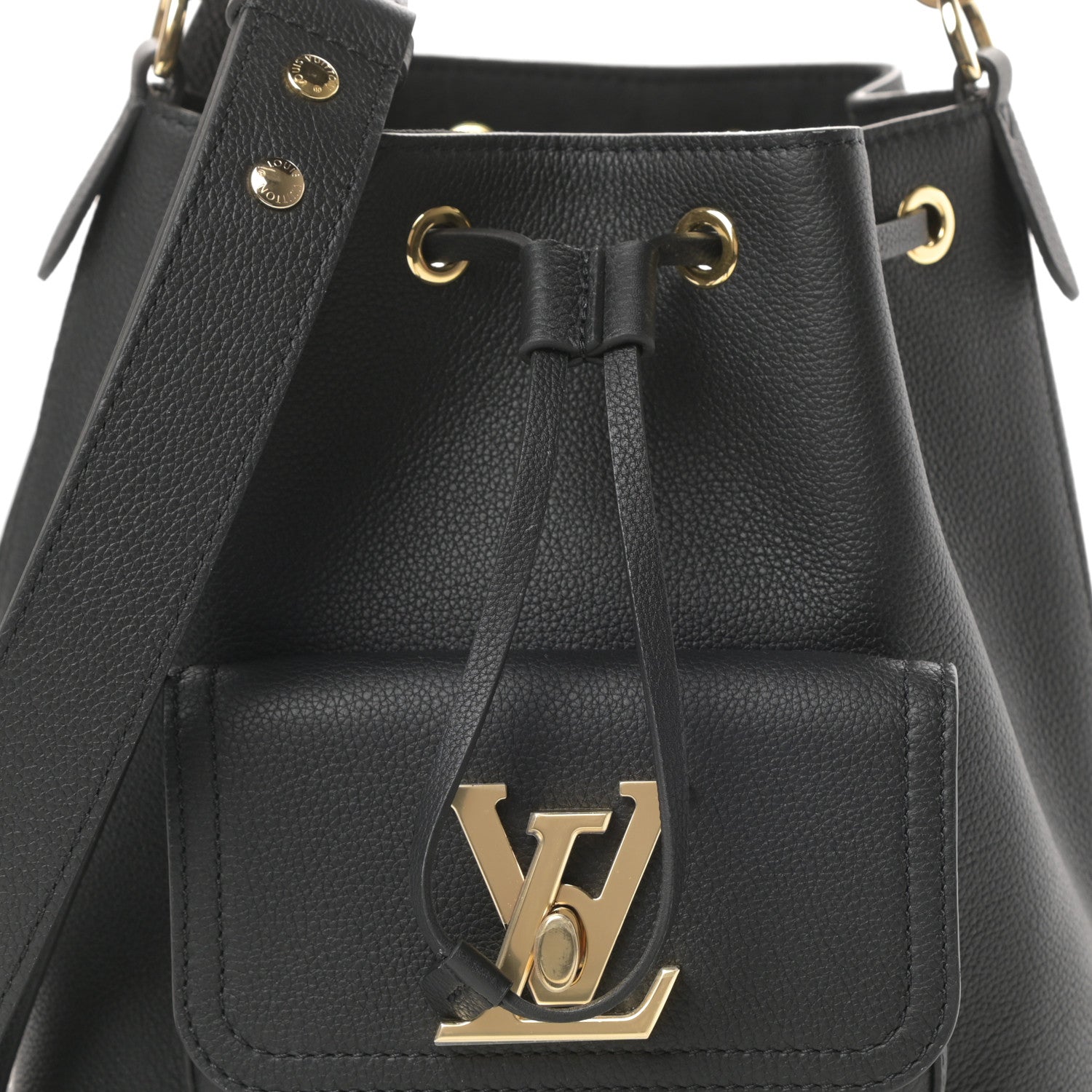Louis Vuitton Calfskin Lockme Bucket MM Black 10 of 11