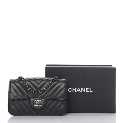 Chanel Iridescent Caviar Chevron Quilted Mini Rectangular Flap Black 10 of 10