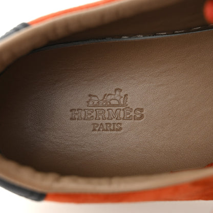 Hermes Chevre Velours Womens Quicker Sneakers 38 Orange Brulee Black 8 of 10