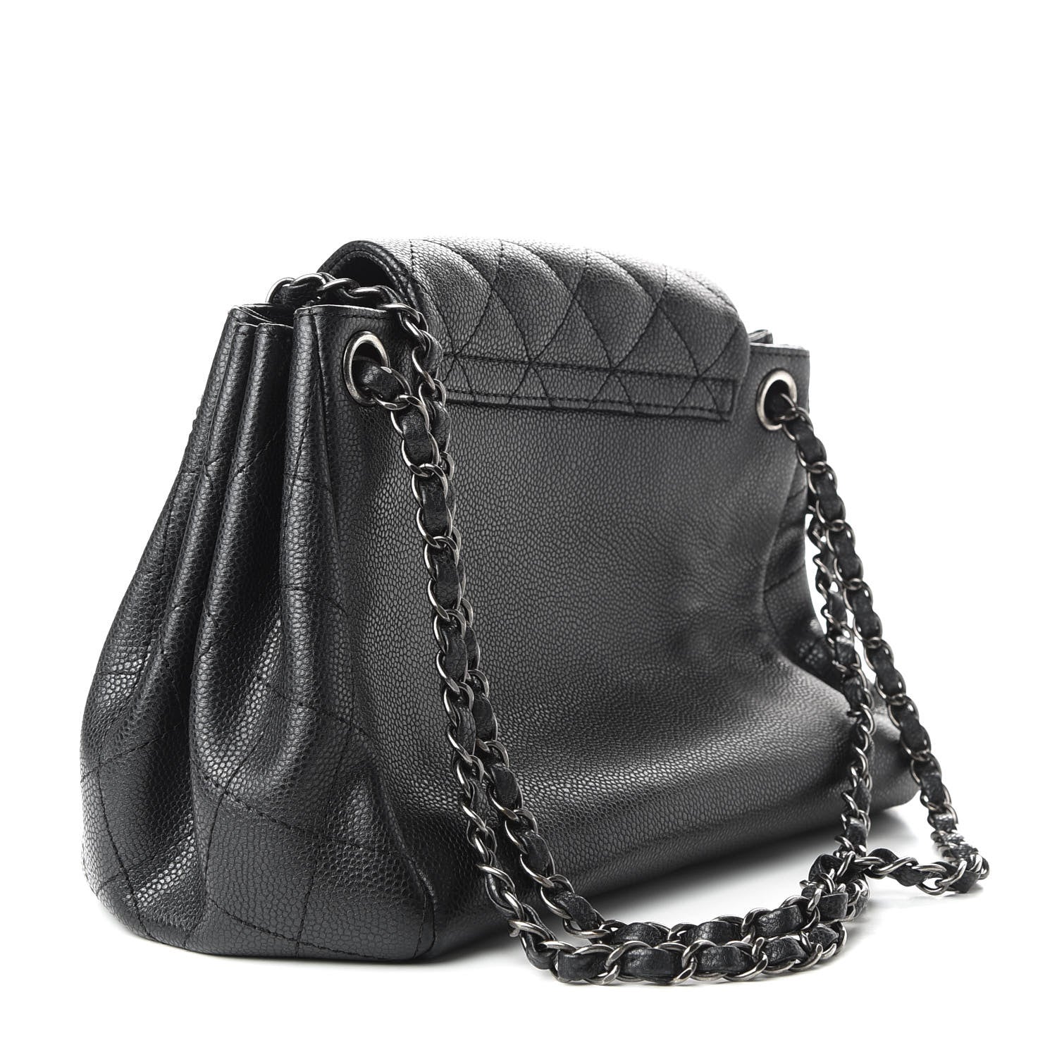 Chanel Caviar Quilted CC Accordion Shopping Bag Black 3 of 9
