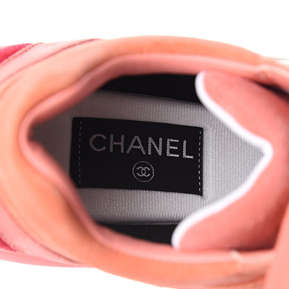 Chanel Nylon Lambskin Suede Calfskin CC Sneakers 37.5 Pink 7 of 8