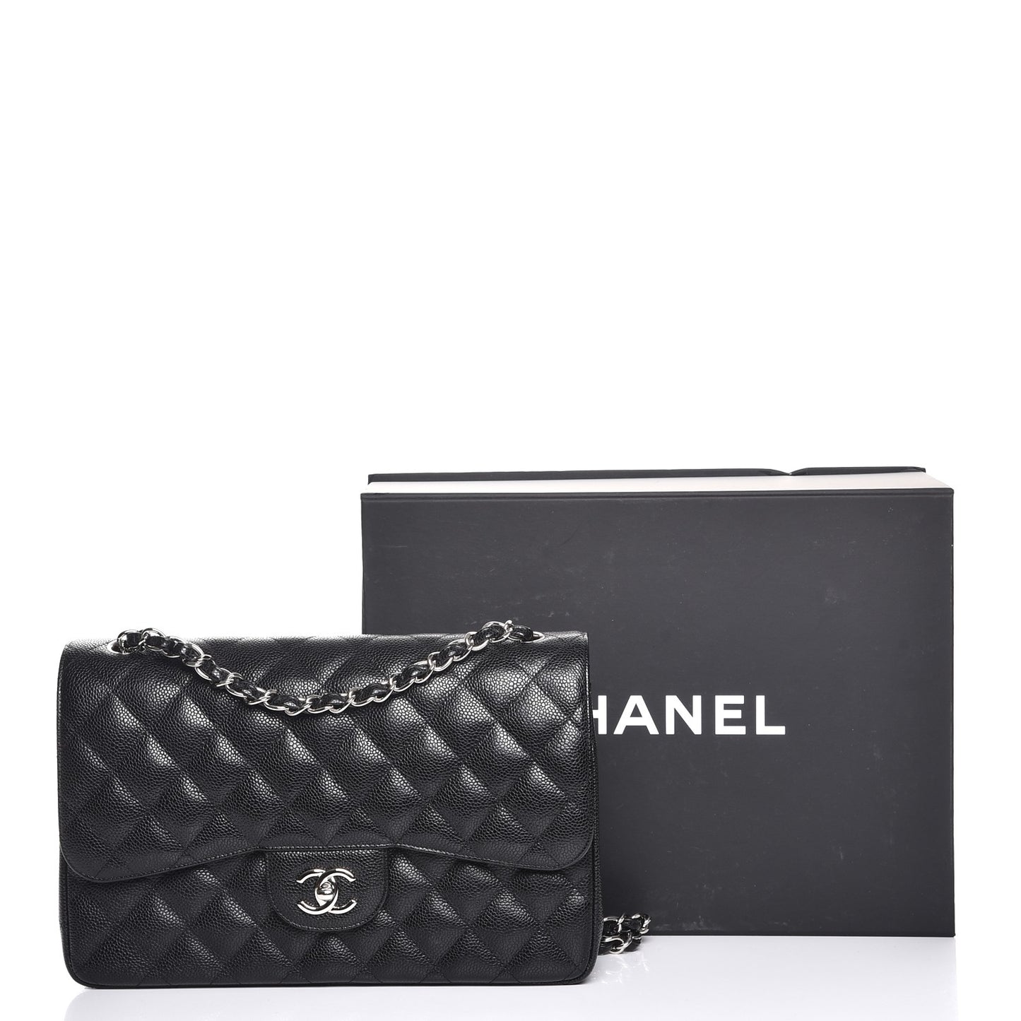 Caviar Quilted Jumbo Double Flap Black